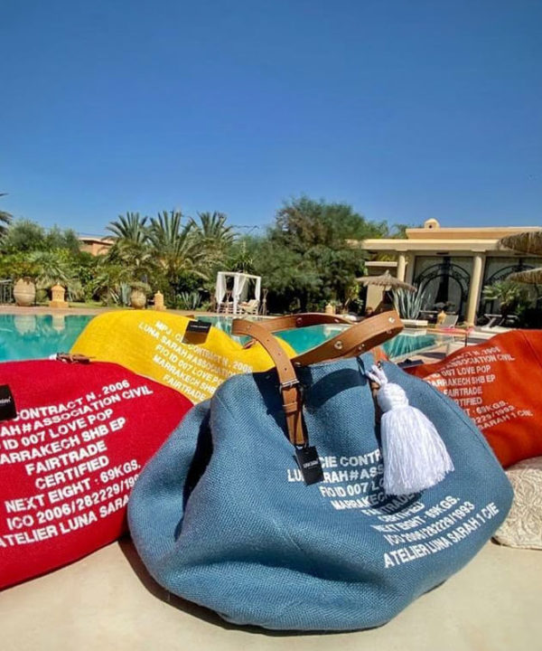 Cabas souple en toile de jute teintée Luna Sarah Marrakech